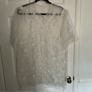 Vintage Sheer Coverup / Mini Dress / Peignoir